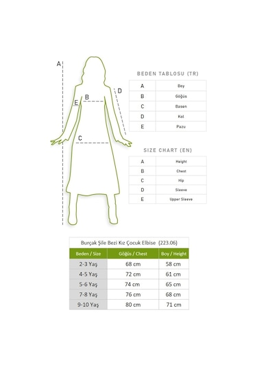 Burçak Şile Bezi Kız Çocuk Elbise Kırmızı Krmz