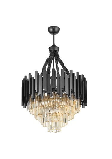 Sima 50 Cm'lik Kristal Cam Taşlı Lüks Avize - Siyah Renk Siyah