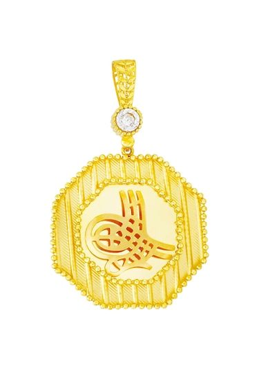 Altın Osmanlı Tuğralı Çerçeveli Kolye Ucu T059443