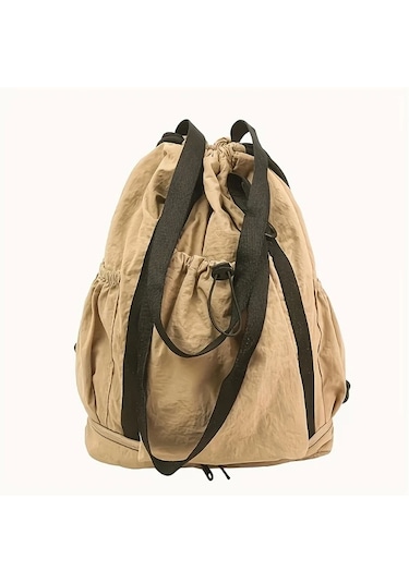 Elmpaly Khaki Renkli Unisex Nylon Sirt Cantasi Ayakkabi Bolmeli Hafif Spor Seyahat Cantasi Haki