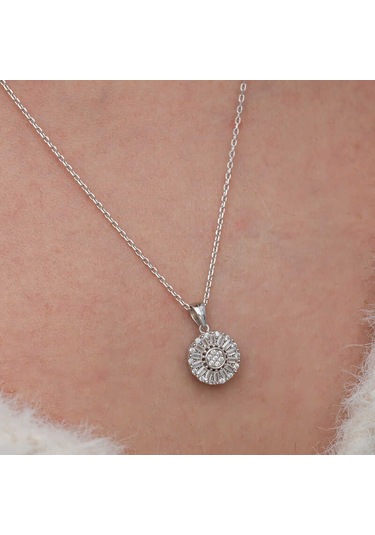 Artsmagazinmücevher Gümüş Zirkon Taşlı Yuvarlak Kadın Kolye