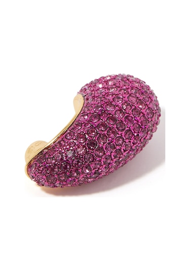 Pave Dome Earrings, Kristalli Kup Tarzı Küpe Pembe