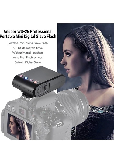 Youtek Ws-25 Taşınabilir Mini Flaş - Gn18, Aa Pil İle Çalışan, Siyah Fotoğrafçılık Işığı