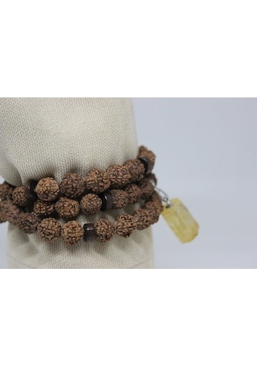 Sitrin Taşlı Rudraksha Tohum Dolama Bileklik 8Mm