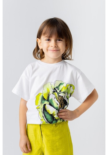 Zeyland Kız Çocuk Gül Baskılı Tshirt-yesıl Yeşil