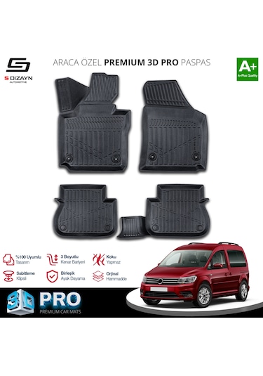 Volkswagen Caddy 3d Pro Havuzlu Paspas 2015-2020 A+ Kalite