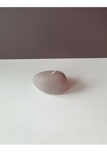 Taş Şekilli 3 Adet Küçük Mum Gri 7x5 Cm
