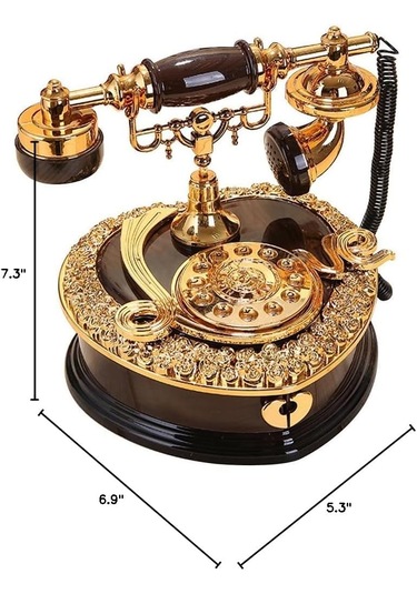 Retro Telefon Görünümlü Kurmalı Müzik Kutusu Çekmeceli Hediyelik