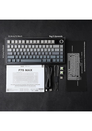 Aula F75 Max Mekanik Rgb Tkl Reaper Switch Kablosuz Makrolu Hot Swap Klavye Gri