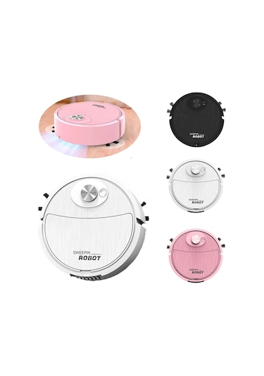 Elektrikli Süpürge Usb Şarj Süpürme Robotu Paspas Makinesi Pet Saç Sert Zemin Type 1 Black Siyah