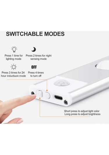 Dancemonkey Akıllı Algılamalı Şarj Edilebilir Led Dolap Lambası - 3 Renk Ayarı, 60cm, Çok Renkli Çok Renkli