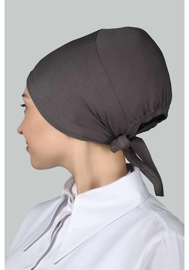 Altobeh Kadın Pratik Dikişsiz Bağcıklı Kaymayan Tesettür Penye Bone - Koyu Vizon