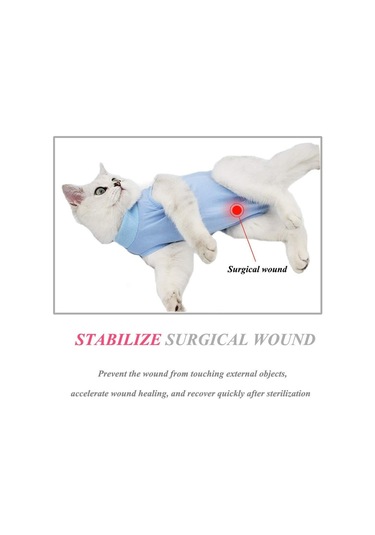 Hombey Kedi Ameliyat Sonrası Kıyafeti Yumuşak Modalı Muhafaza Elbisesi Yara İyileştirme Tabanlı Serbest Hareketli Koruyucu Giyim Mavi M