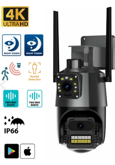 2+2 Mp Hd 4k Ip Kamera Wifi Özellikli Hareket Takipli Gece Sensörlü Güvenlik Kamerası Blm-61