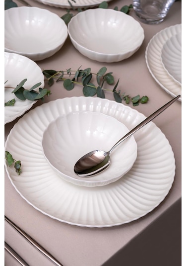 Kütahya Porselen Bone Luz Form 18 Parça 6 Kişilik Yemek Takımı