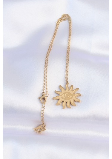 Ezoconcept 316l Çelik Zincir Gold Renk Göz Güneşi Tasarımlı Kolye