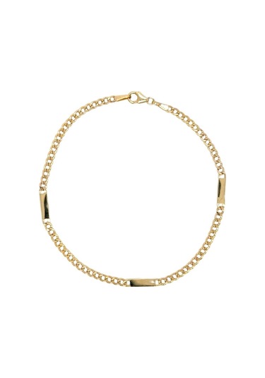 14 Ayar Altın S Plakalı Gurmet Zincir Erkek Bileklik Sarı Sarı Altın