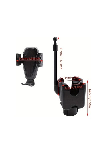 Dashanshop Siyah Abs Su Geçirmez Ayarlanabilir Araç Bardak Tutucu Telefon Standlı Çiftli