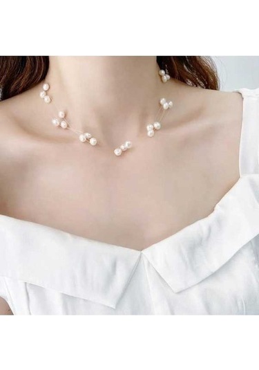 Novahub 925 Ayar Gümüş El Yapımı Barok İnci Gerdanlık, Basit Tarzı Kadın Düğün Takı, Beyaz Doğal Tatlı Su İncileri Beyaz