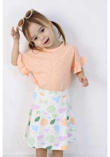 Kız Çocuk Geometrik Desen Etekli Takım 001
