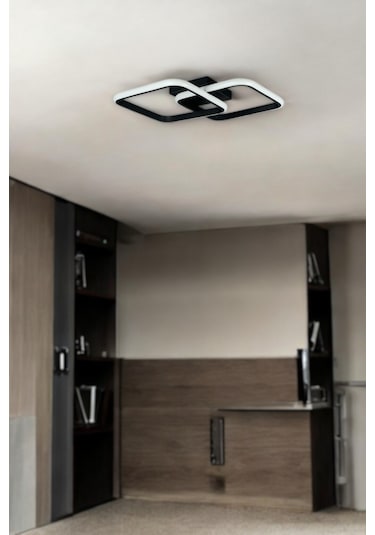 Kira Siyah Renk Salon Mutfak Hol Beyaz Led 2 Li Avize Siyah