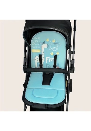 Primepickings Mavi Tek Parça Nefes Alabilir Bebek Arabası Koltuğu Yastığı Çok Renkli Zürafa Desenli