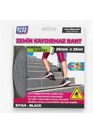 Boss Tape Zemin Merdiven Kaydırmaz Bant 25mmx25mt Siyah