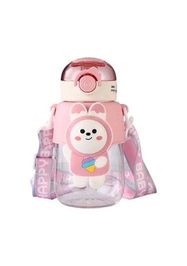Yüksek Görünümlü Çocuk Uzay Kapsülü Büyük Kapasiteli Su Bardağı Çocukların Yaratıcı Pipetli Bardağı 74yck1 Pembe