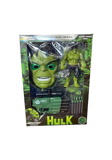 Kutulu Spiderman Maskeli Mermi Fırlatıcılı Fiğür Set Hulk