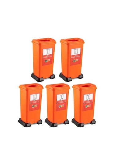 Omnipazar Sy-4398 Sıfır Atık Pil Geri Dönüşüm Çöp Kutusu 70 Lt Turuncu 5 Adet Turuncu