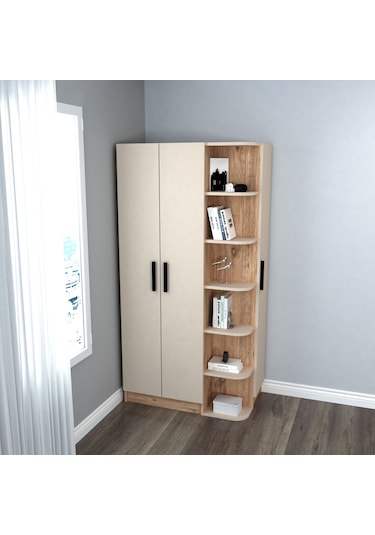 Arnetti 3 Kapaklı Gardırop Raflı Luses Gardırop Atlantik Çam Bej