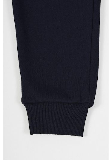 Lacivert Kalın Pamuklu Beli Ve Paçası Lastikli Cepli 5-6-7-8-9-10-11-12 Yaş Kız Çocuk Eşofman Altı Lacivert