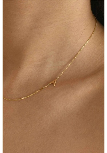 Minamis Silver 925 Ayar Gümüş A Harfi Köprücük Kolye-2247