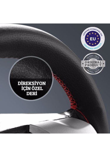Smart Forfour  (2004-2007) Uyumlu Deri Direksiyon Kılıfı, Dikmeli Siyah Dikişli