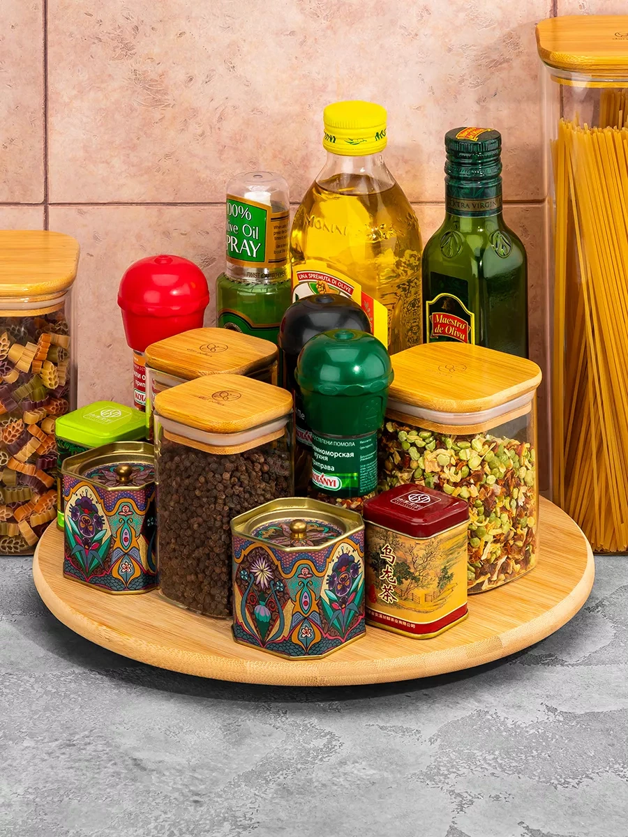 Elan Gallery Dönen Bambu Stand, 30x30x1,2 Cm 208742513 Açık Kahverengi