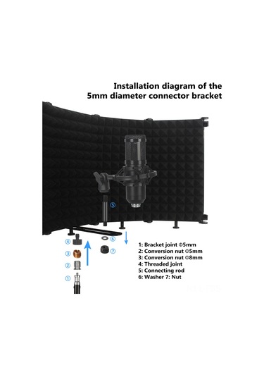 Hfambition Mikrofon Gürültü Engeli 3 Kapaklı Akustik Absorbör - Kayıt Ve Canlı Yayın Ses Kalitesi Artırıcı Spreyli Koruyucu 10"