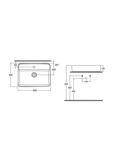 Isvea Infinity Tezgah Üzeri Lavabo 55CM Fil Dişi