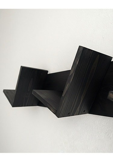 Doğal Ahşap Kitaplık, Dekoratif Tasarım Ahşap Vintage Kitaplık Siyah