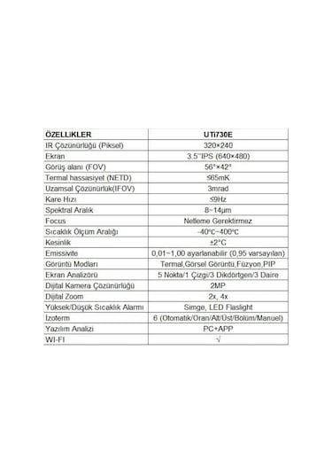 Unit Uti 730e Gelişmiş Termal Kamera