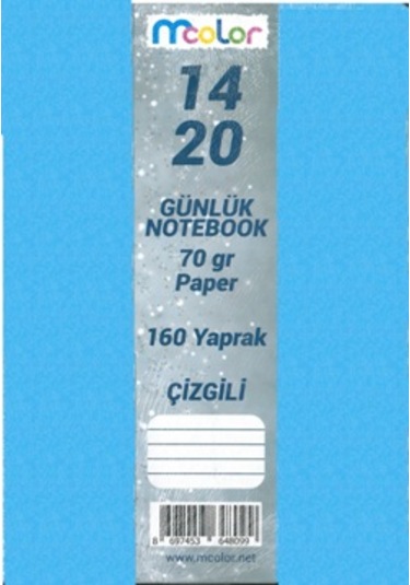 Mcolor Çizgili 14x20 Cilt Bezli Ciltli 160 Yp Açık Mavi