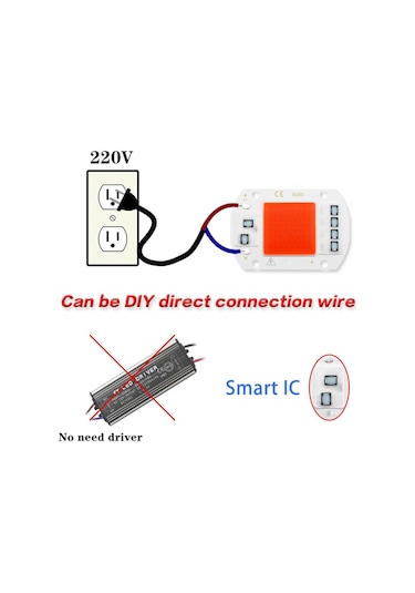 Cob Çip Led Büyümek Işık Phyto Lamba Ac 220v/110v 20w 30w 50w Tam Spektrum Büyüme İçin Sürücüye Gerek Yok Çiçek Fidesi Bitki Yetiştirme Diğer