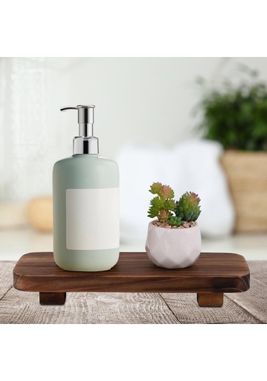 Suntek Ahşap Ayaklı Stand Tezgah Sabunluk Standı Rustik Tepsi Kahverengi