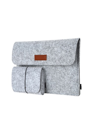 Vkemall 13.3 İnç Apple Macbook İçin Dört Bölmeli Felt Kılıf - Mouse Ve Şarj Cihazı Çantası İle Gri Koruyucu Torba Gri