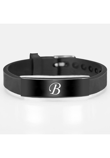 26 Harfler Az Paslanmaz Çelik Silikon Bilezik Bilezik Kımlık Adı Dostluk Çift Ayarlanabilir Bilezik Erkek Kadın Çocuk Aile Hediyeler B