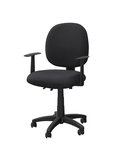 1 Set Ofis Koltuğu Kılıfları Elastikoyun Koltuğu Kılıfları Kaldırılabilir Çıkarılabilir Bilgisayar Koltuğu Kılıfı Döner Siyah