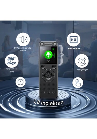 Ultratekno Hs-32 Metal Ses Kayıt Cihazı 96gb 32+64gb Çift Hoparlör, Kristal Mikrofon, 30 Saat Pil, Gürültü Azaltma, Type-c Şarj, Profesyonel Diktafon