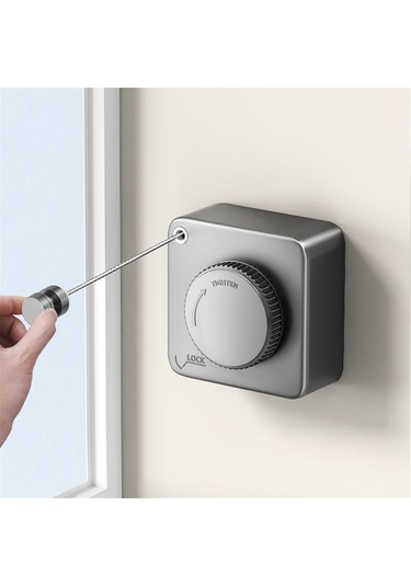 Xiaaokeji Duvara Monte Geri Çekilebilir Çamaşır Askısı, Gri Gri