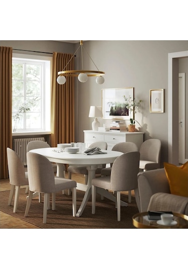 Ikea Beyaz Modern Yemek Masası - Oval Yemek Masası