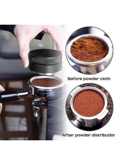 Skycity 51mm Çift Taraflı Çelik Espresso Dağıtıcı Ve Tamper, Ayarlanabilir Derinlikli Kahve Tozu Düzeltici, Delonghi Breville Portafilter Uyumlu Siyah
