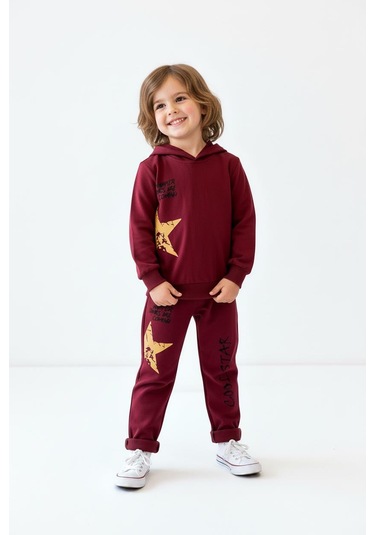 Cool Star Baskılı 2 Li Takım Bordo